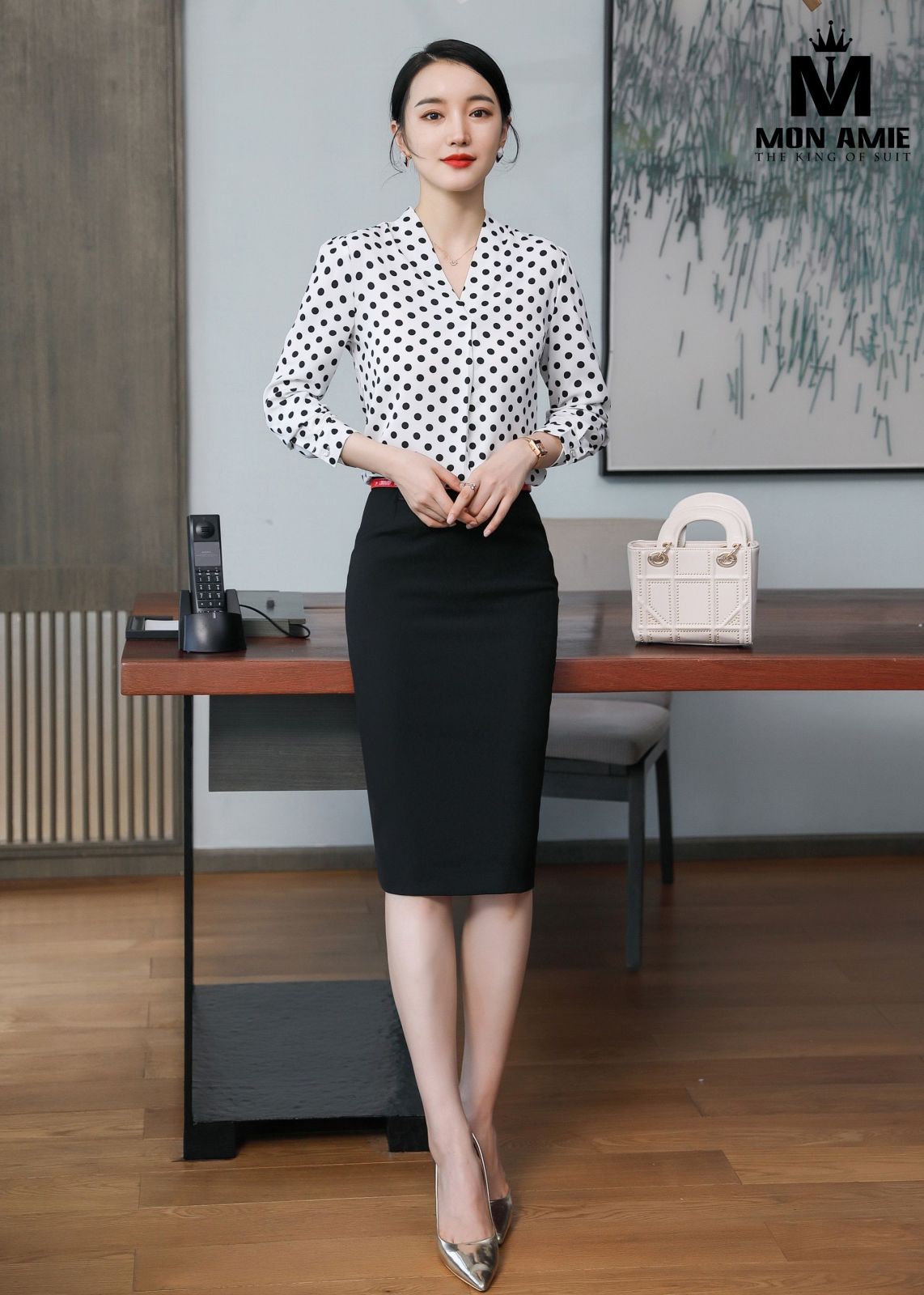 Polka Dot Chiffon Shirt 